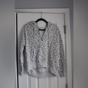 Hippie Rose Light Grey Leopard Half-Zip Hoodie